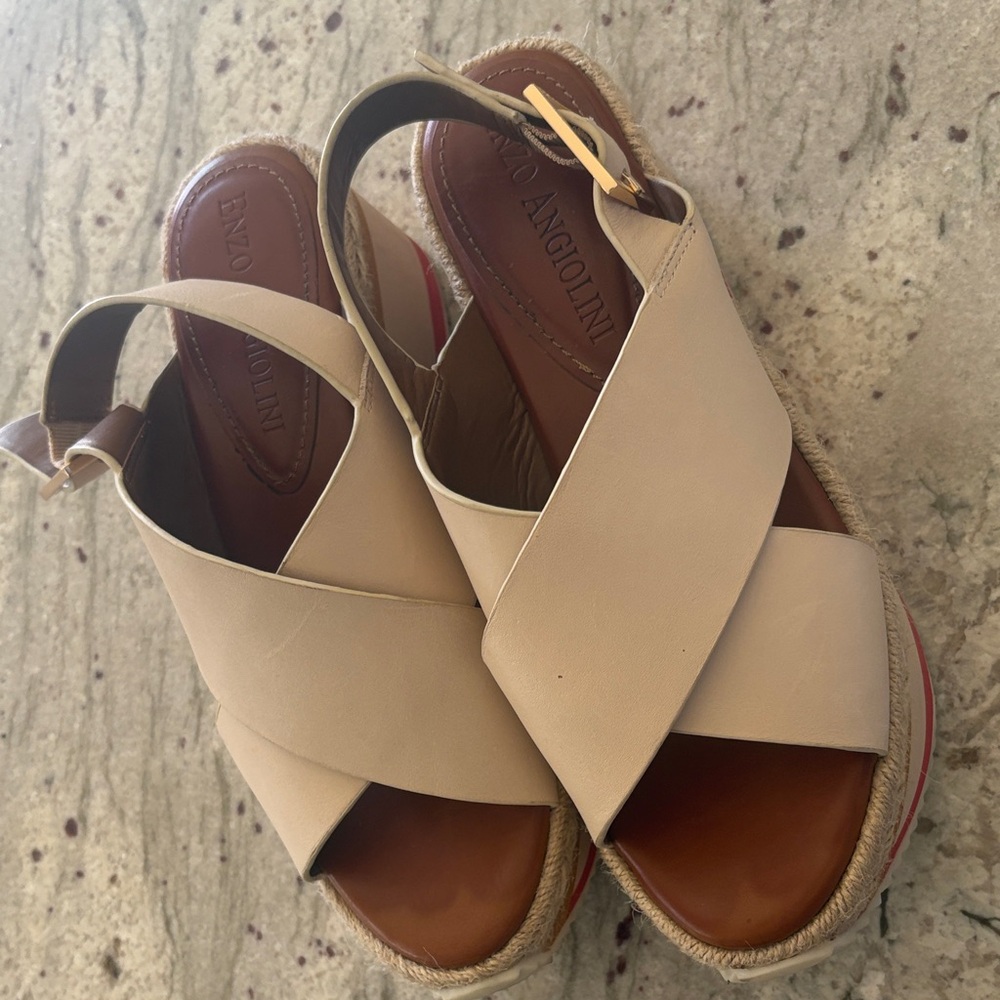 Enzo Angiolini Beige Espadrille Sandals